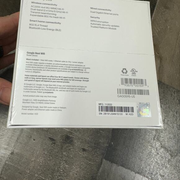 Google Nest Wifi - AC2200 - GA00595 Mesh WiFi System - Wireless 1 Pack - New - Picture 5 of 10